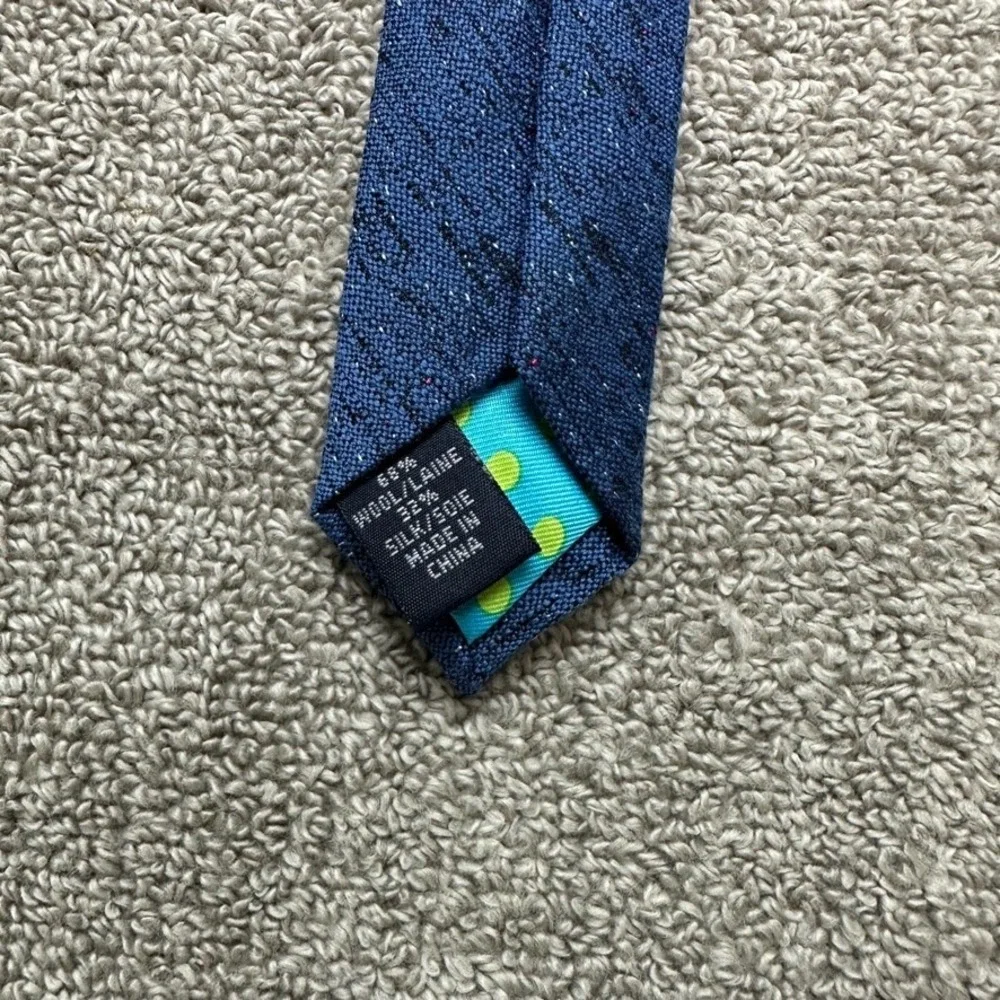 Ted Baker London Mens Blue Wool Silk Blend Textured Flecked Skinny Tie 2.75
